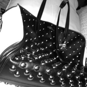 Alexander McQueen black mini studded padlock tote